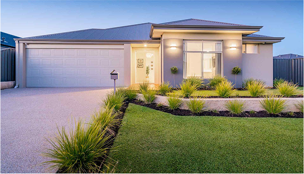 Modern house with professional landscaping